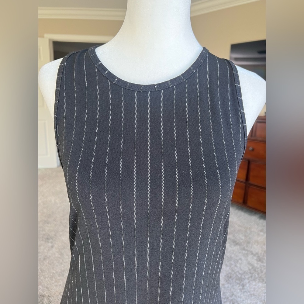 BANANA republic twist racer back dress, side slit, black pin stripe, small - Picture 5 of 11